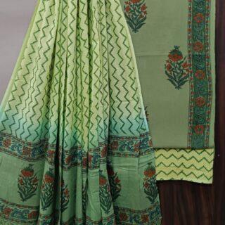 Divine’s Hand Block Print Cotton Suit Set with Mulmul Dupatta(DFHPMD513)