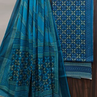 Divine’s Hand Block Print Cotton Suit Set with Mulmul Dupatta(DFHPMD504)