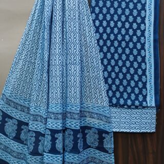 Divine’s Hand Block Print Cotton Suit Set with Mulmul Dupatta(DFHPMD502)