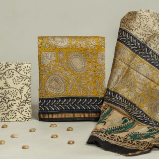Divine’s hand block Chanderi silk suit set (DFHCHN520)