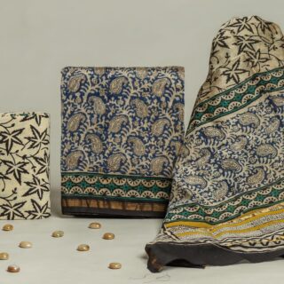 Divine’s hand block Chanderi silk suit set (DFHCHN521)