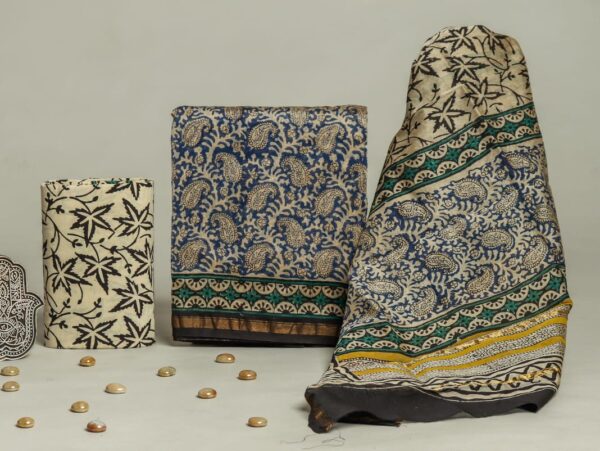 Divine’s hand block Chanderi silk suit set (DFHCHN521)