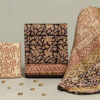 Divine’s hand block Chanderi silk suit set (DFHCHN527)
