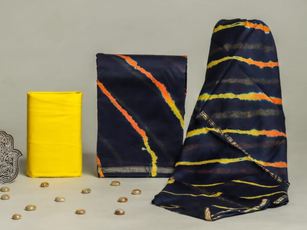 Divine’s hand block Chanderi silk suit set (DFHCHN548)