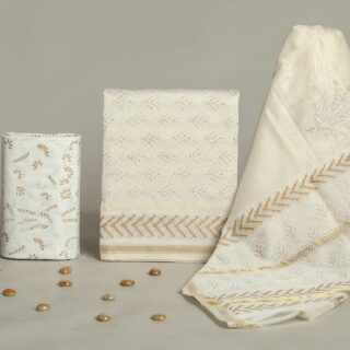 Divine’s hand block Chanderi silk suit set (DFHCHN552)
