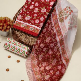 COTTON SUIT SET WITH CHIFFON DUPATTA (DFHPCH510)