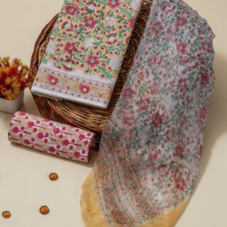 COTTON SUIT SET WITH CHIFFON DUPATTA (DFHPCH513)