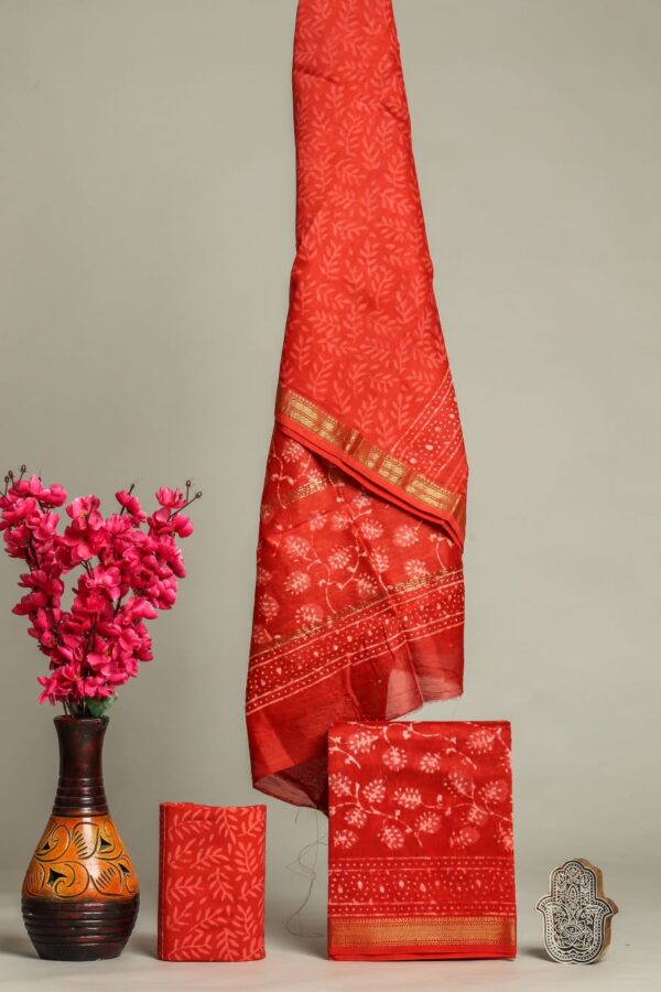 Divine’s hand block Maheshwari silk suit set (DFHMSL518)