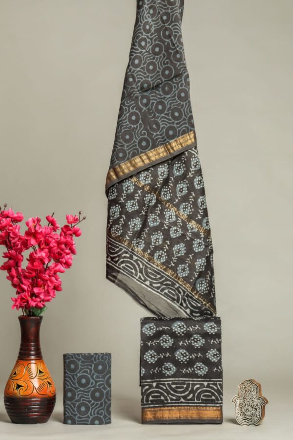 Divine’s hand block Maheshwari silk suit set (DFHMSL519)
