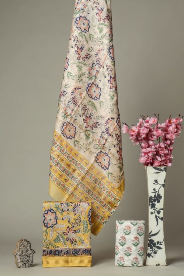 Divine's hand block maheshwari silk suit set (DFHMSL502)