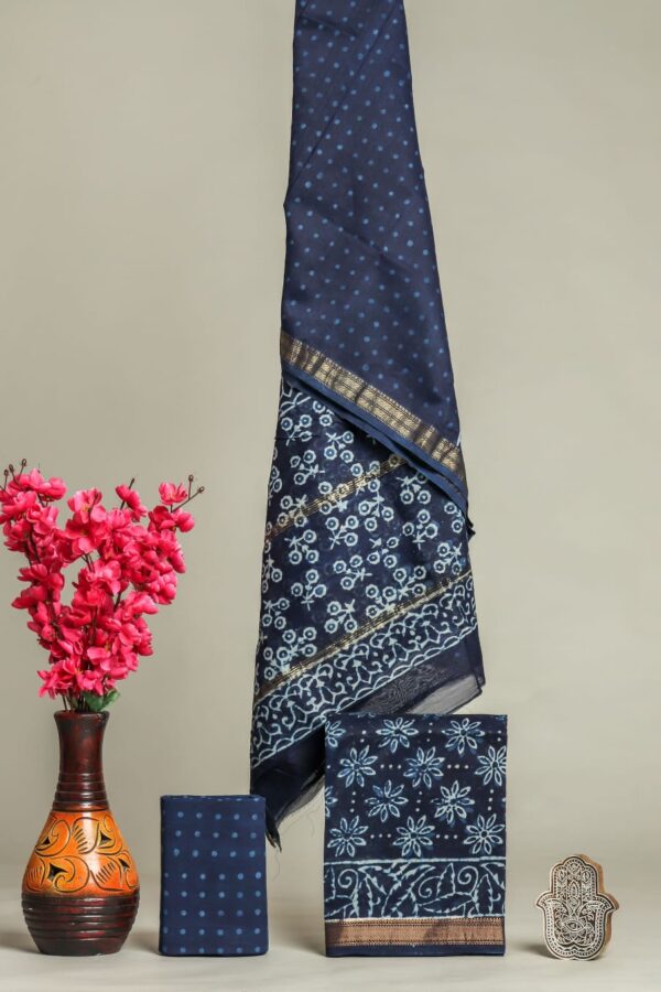 Divine’s hand block Maheshwari silk suit set (DFHMSL521)