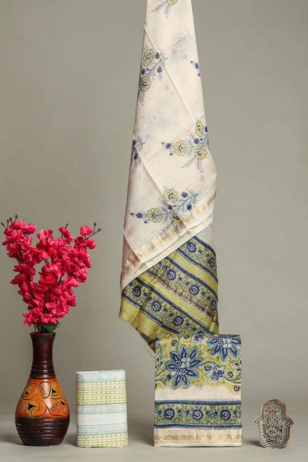 Divine’s hand block Maheshwari silk suit set (DFHMSL523)