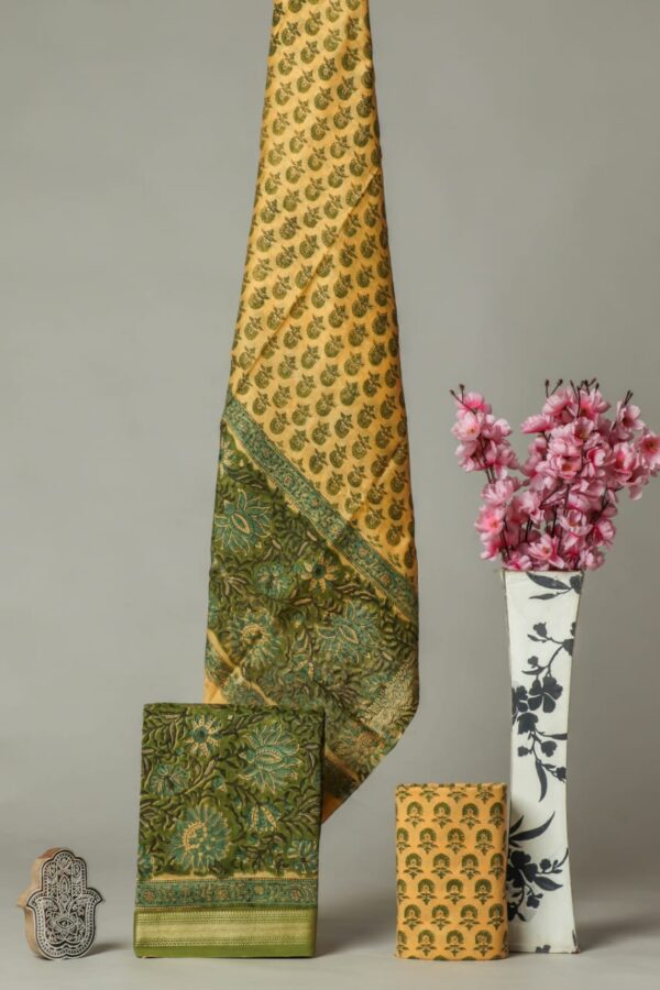 Divine’s hand block Maheshwari silk suit set (DFHMSL526)