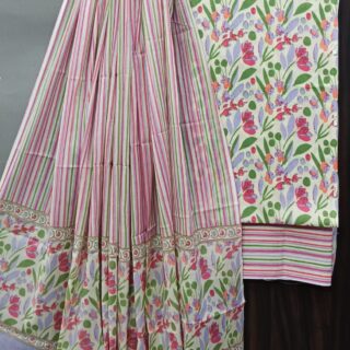 Divine’s Hand Block Print Cotton Suit Set with Mulmul Dupatta(DFHPMD506)