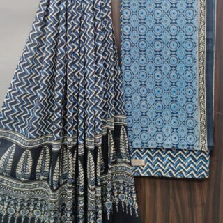 Divine’s Hand Block Print Cotton Suit Set with Mulmul Dupatta(DFHPMD507)
