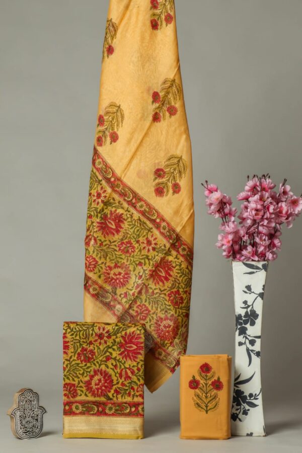Divine’s hand block Maheshwari silk suit set (DFHMSL531)
