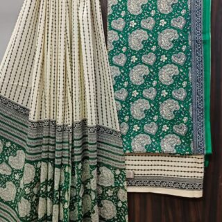 Divine’s Hand Block Print Cotton Suit Set with Mulmul Dupatta(DFHPMD514)