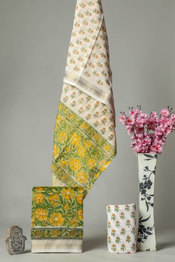 Divine’s hand block Maheshwari silk suit set (DFHMSL535)