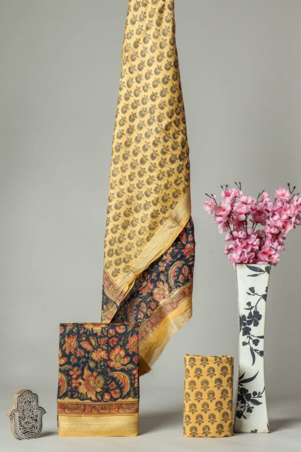 Divine’s hand block Maheshwari silk suit set (DFHMSL536)