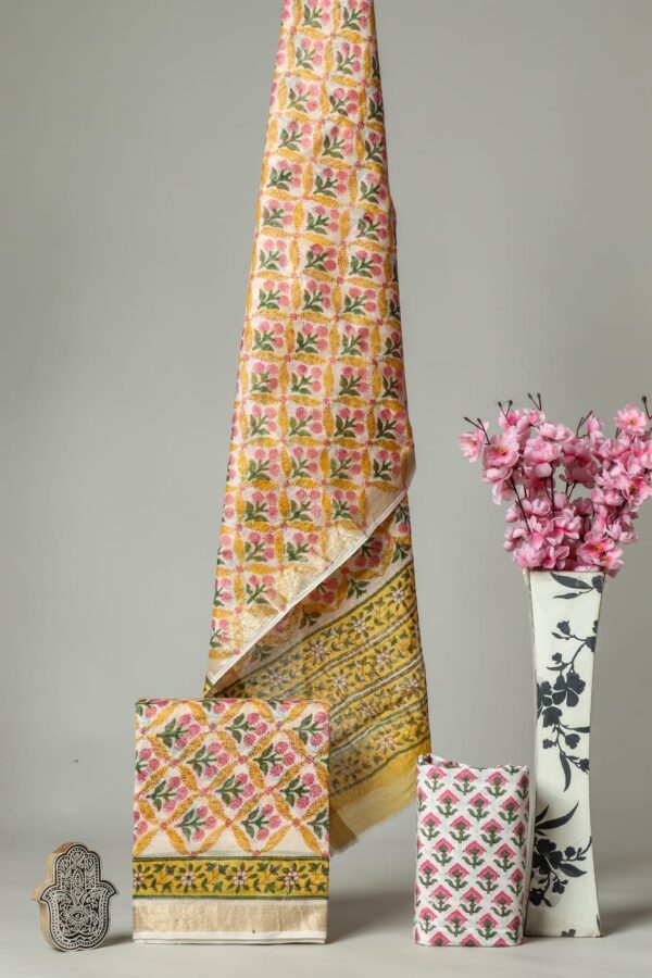 Divine’s hand block Maheshwari silk suit set (DFHMSL539)