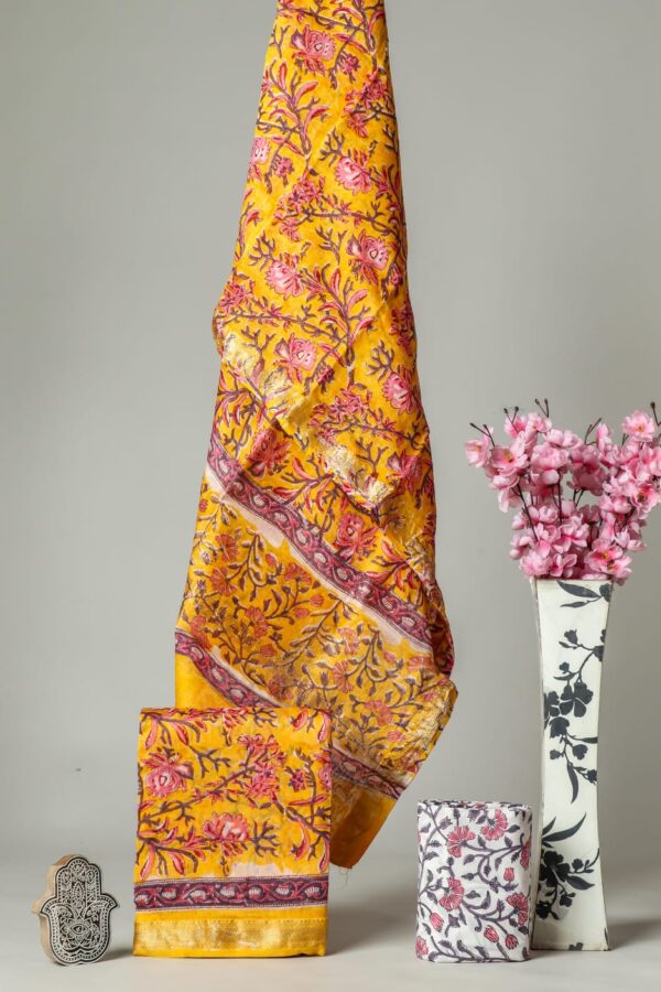 Divine’s hand block Maheshwari silk suit set (DFHMSL540)