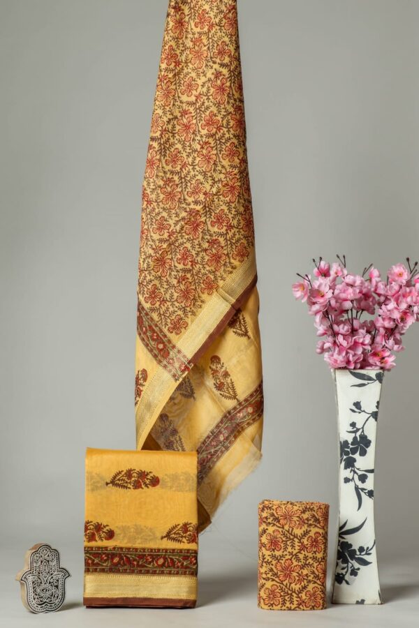 Divine’s hand block Maheshwari silk suit set (DFHMSL541)