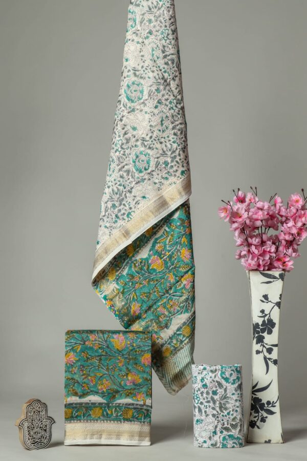 Divine’s hand block Maheshwari silk suit set (DFHMSL542)