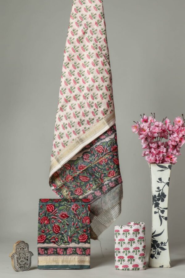 Divine’s hand block Maheshwari silk suit set (DFHMSL544)