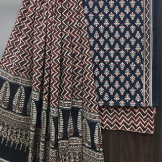 Divine’s Hand Block Print Cotton Suit Set with Mulmul Dupatta(DFHPMD516)