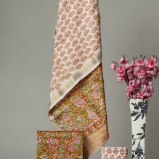 Divine’s hand block Maheshwari silk suit set (DFHMSL549)