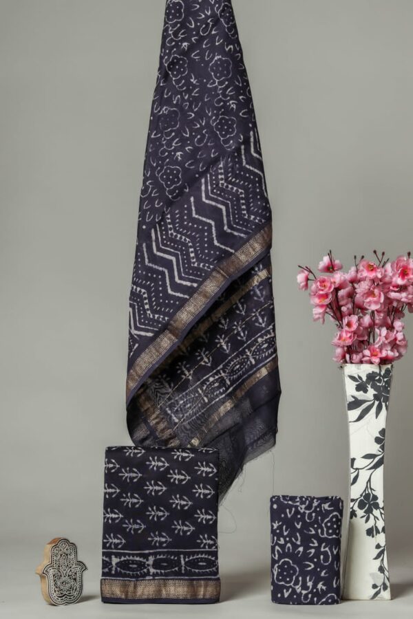 Divine’s hand block Maheshwari silk suit set (DFHMSL551)