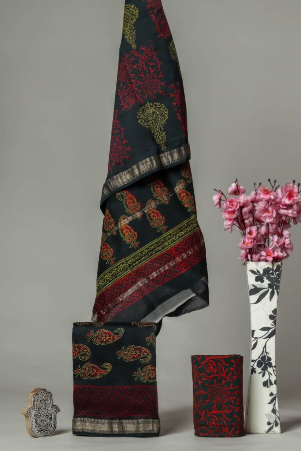 Divine’s hand block Maheshwari silk suit set (DFHMSL552)