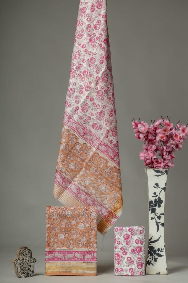 Divine’s hand block Maheshwari silk suit set (DFHMSL555)