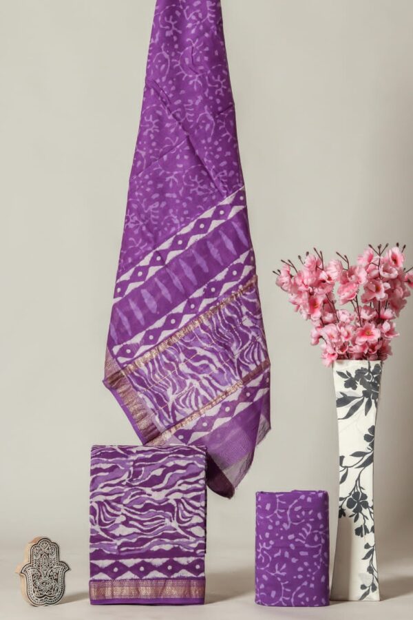 Divine’s hand block Maheshwari silk suit set (DFHMSL558)