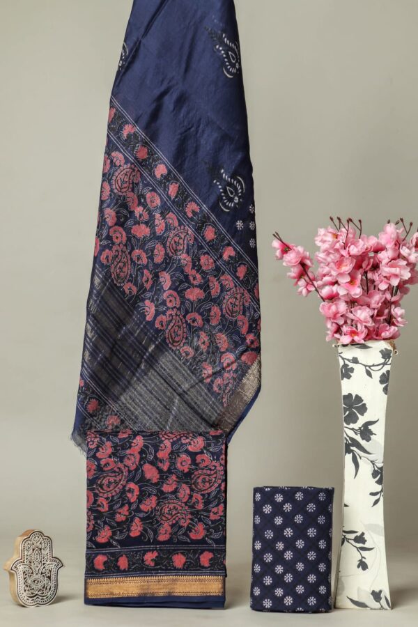 Divine’s hand block Maheshwari silk suit set (DFHMSL567)