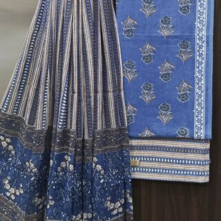 Divine’s Hand Block Print Cotton Suit Set with Mulmul Dupatta(DFHPMD509)