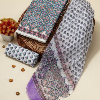 COTTON SUIT SET WITH CHIFFON DUPATTA (DFHPCH507)