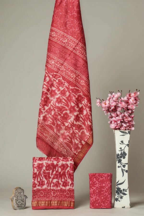 Divine’s hand block maheshwari silk suit set (DFHMSL508)