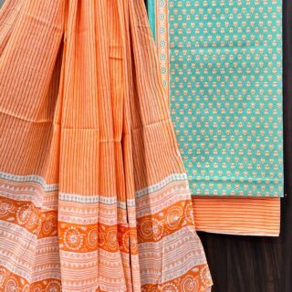 Divine’s Hand Block Print Cotton Suit Set with Mulmul Dupatta(DFHPMD510)