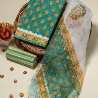 Cotton Suit Set With Chiffon Dupptta