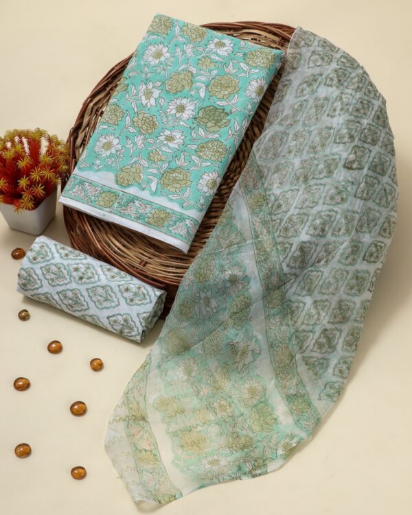 Cotton Suit Set With Chiffon Dupatta(DFHPCD-502)