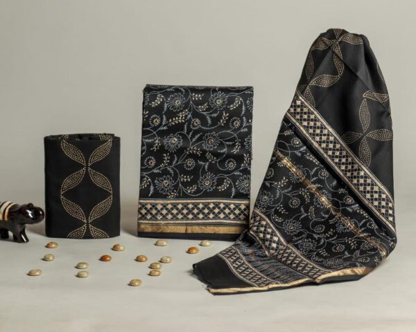 Divine’s hand block Chanderi silk suit set (DFHCHN501)