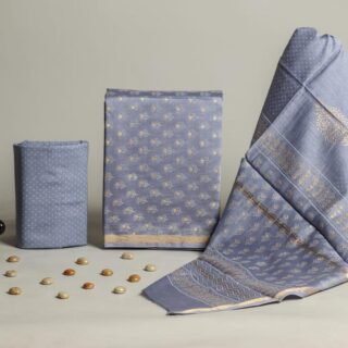 Divine’s hand block Chanderi silk suit set (DFHCHN502)
