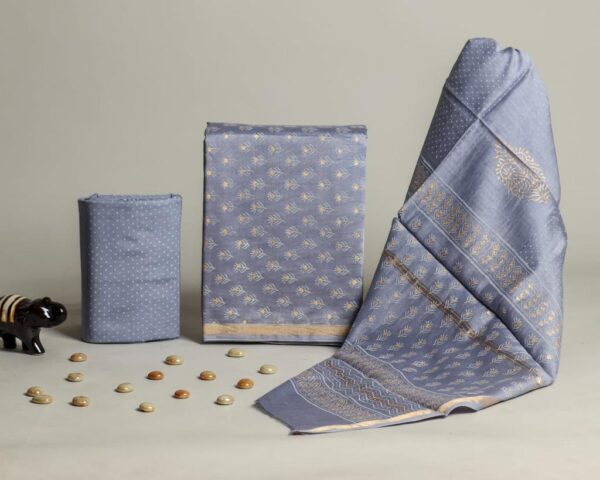 Divine’s hand block Chanderi silk suit set (DFHCHN502)