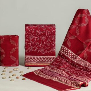 Divine’s hand block Chanderi silk suit set (DFHCHN503)
