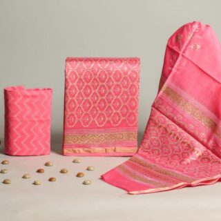 Divine’s hand block Chanderi silk suit set (DFHCHN504)
