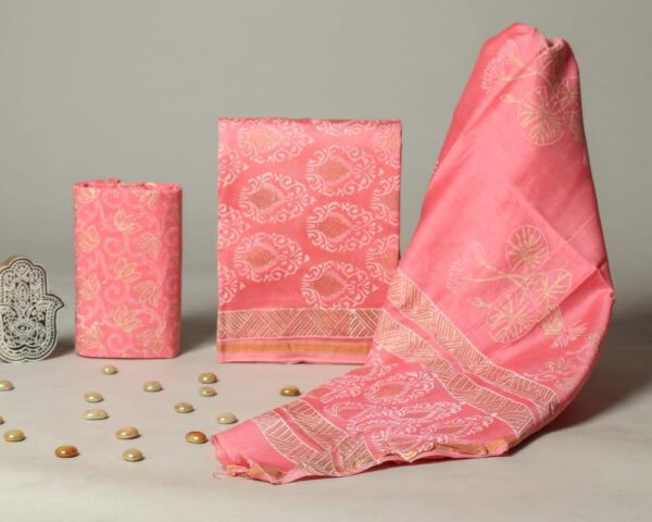 Divine’s hand block Chanderi silk suit set (DFHCHN506)