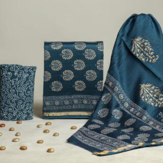 Divine’s hand block Chanderi silk suit set (DFHCHN507)
