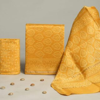 Divine’s hand block Chanderi silk suit set (DFHCHN511)