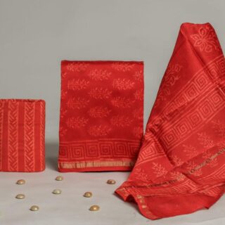 Divine’s hand block Chanderi silk suit set (DFHCHN512)